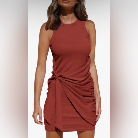 NWT Women's 2023 Spring Casual Ruched Bodycon Dress MULTIPLE COLORS AVAILABLE - Picture 9 of 10